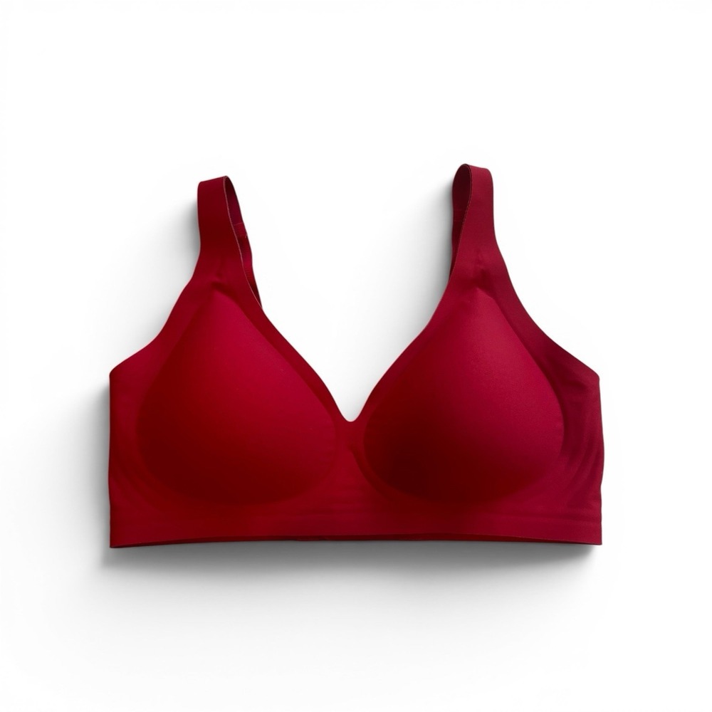SheCurve Wireless Bra Red Seamless Full Coverage Adjustable Straps Size S